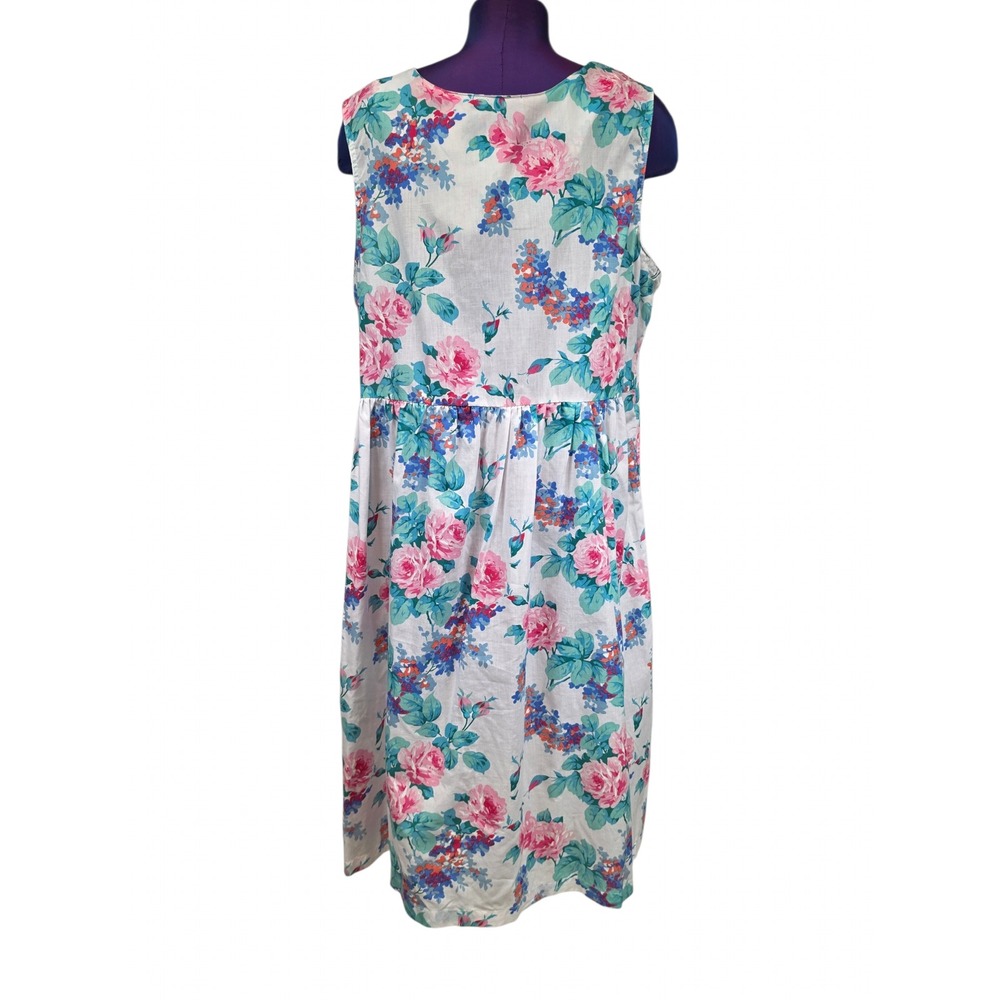 Simply Basic Vintage Floral Sleeveless Midi Dress Pink Blue White L - Picture 4 of 7